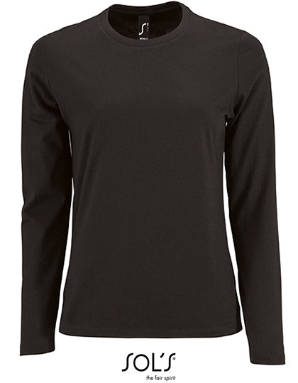 Women´s Long Sleeve T-Shirt Imperial in Deep Black, Größe XXL