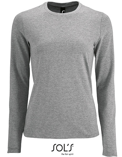Women´s Long Sleeve T-Shirt Imperial in Grey Melange, Größe XXL