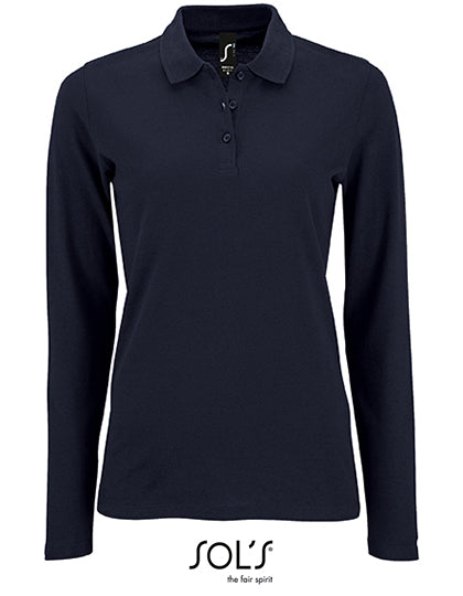 Women´s Long-Sleeve Piqué Polo Shirt Perfect in French Navy, Größe 3XL