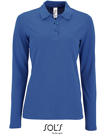 Women´s Long-Sleeve Piqué Polo Shirt Perfect in Royal Blue 241, Größe 3XL