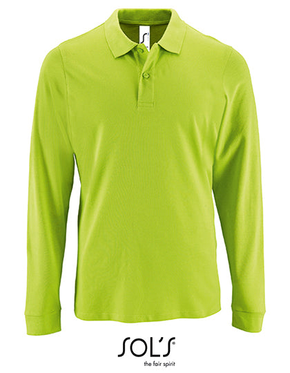 Men´s Long-Sleeve Piqué Polo Shirt Perfect in Apple Green, Größe 4XL