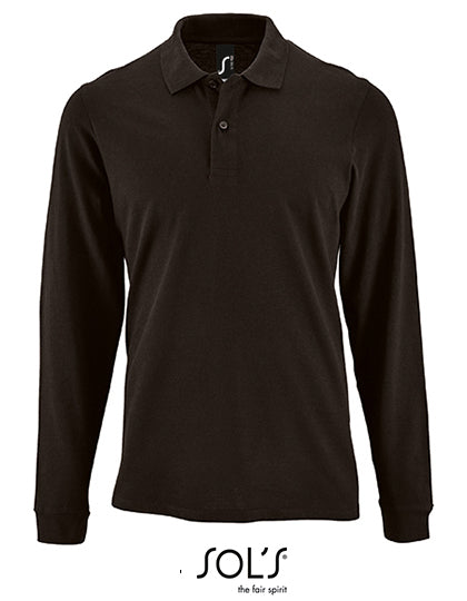 Men´s Long-Sleeve Piqué Polo Shirt Perfect in Black, Größe 4XL