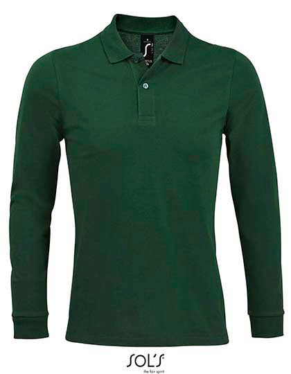 Men´s Long-Sleeve Piqué Polo Shirt Perfect in Bottle Green, Größe 4XL