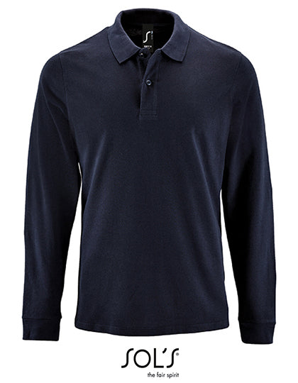 Men´s Long-Sleeve Piqué Polo Shirt Perfect in French Navy, Größe 4XL