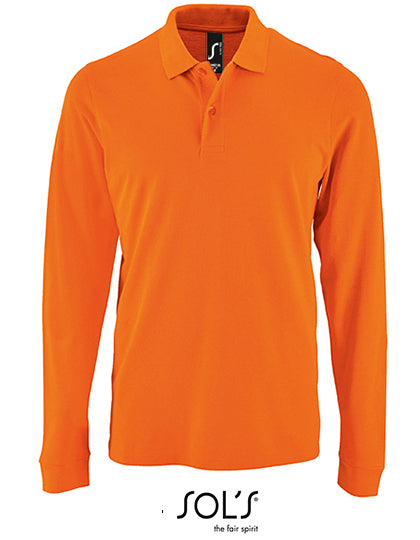 Men´s Long-Sleeve Piqué Polo Shirt Perfect in Orange, Größe 4XL