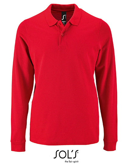 Men´s Long-Sleeve Piqué Polo Shirt Perfect in Red, Größe 4XL