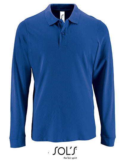 Men´s Long-Sleeve Piqué Polo Shirt Perfect in Royal Blue 241, Größe 4XL