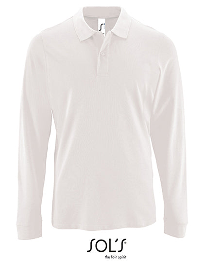Men´s Long-Sleeve Piqué Polo Shirt Perfect in White, Größe 4XL
