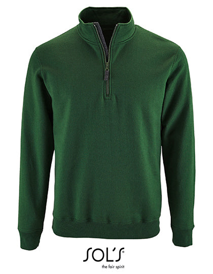 Men´s Zip High Collar Sweatshirt Stan in Bottle Green, Größe 3XL