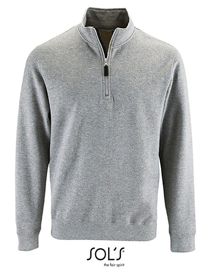 Men´s Zip High Collar Sweatshirt Stan in Grey Melange, Größe 3XL
