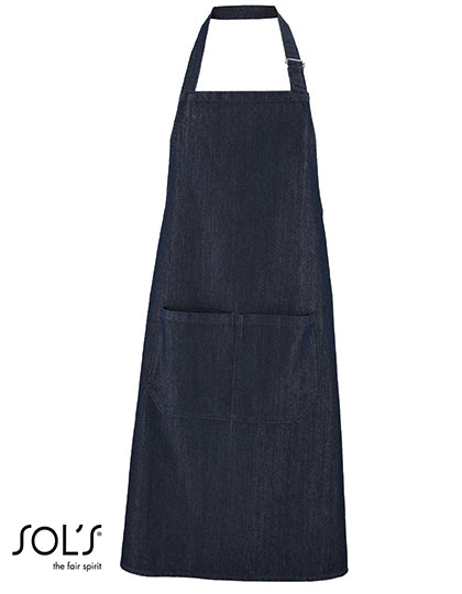 Denim Bib Apron Grant With Pocket in Denim Brut, Größe 90 x 75 cm