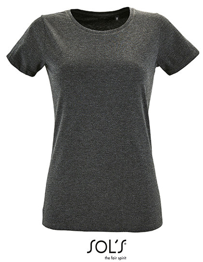 Women´s Round Neck Fitted T-Shirt Regent in Charcoal Melange, Größe XXL