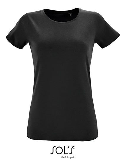 Women´s Round Neck Fitted T-Shirt Regent in Deep Black, Größe XXL