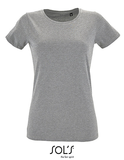 Women´s Round Neck Fitted T-Shirt Regent in Grey Melange, Größe XXL
