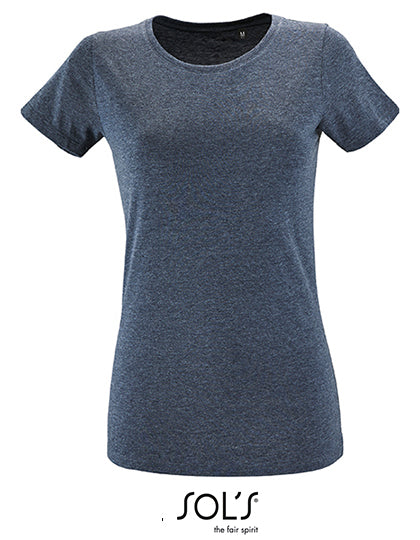 Women´s Round Neck Fitted T-Shirt Regent in Heather Denim, Größe XXL