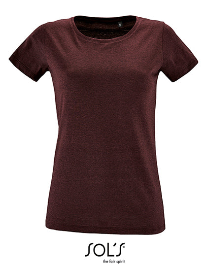 Women´s Round Neck Fitted T-Shirt Regent in Heather Oxblood, Größe XXL