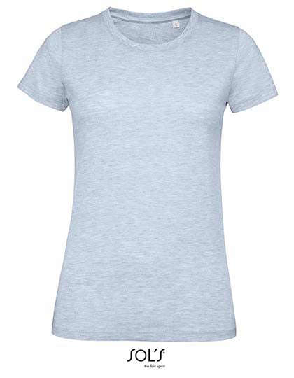 Women´s Round Neck Fitted T-Shirt Regent in Heather Sky, Größe XXL