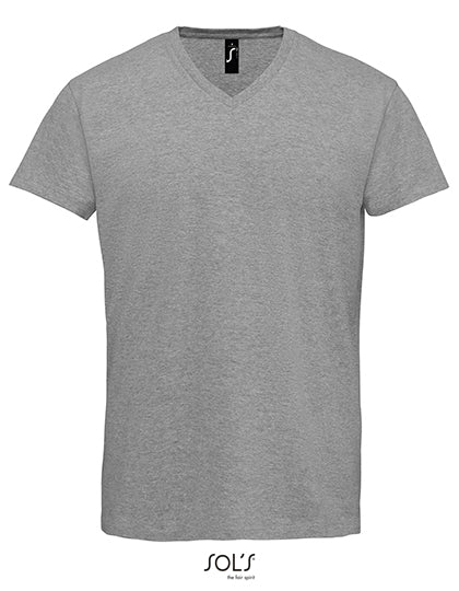 Men´s Imperial V-Neck T-Shirt in Grey Melange, Größe 3XL