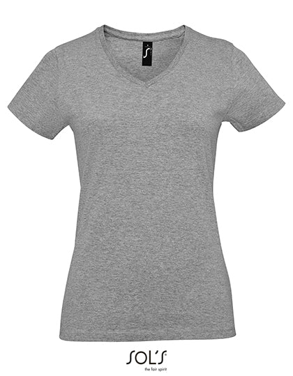 Women´s Imperial V-Neck T-Shirt in Grey Melange, Größe XXL