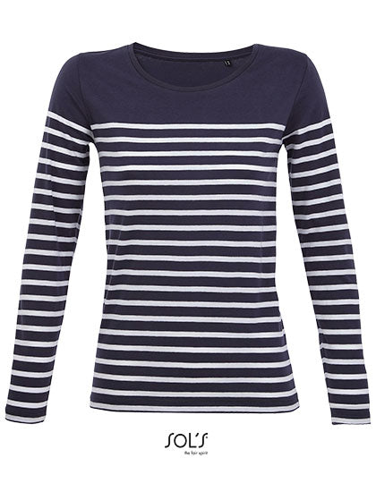 Women´s Long Sleeve Striped T-Shirt Matelot in French Navy, Größe XXL
