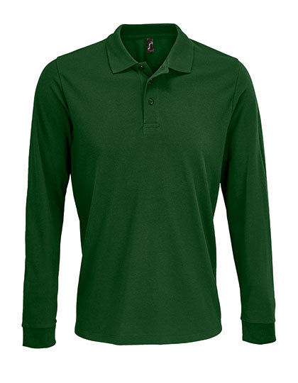 Unisex Long Sleeve Polycotton Polo Shirt in Bottle Green, Größe 5XL