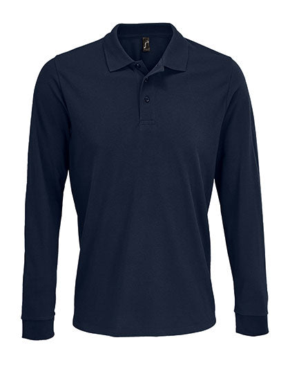 Unisex Long Sleeve Polycotton Polo Shirt in French Navy, Größe 5XL