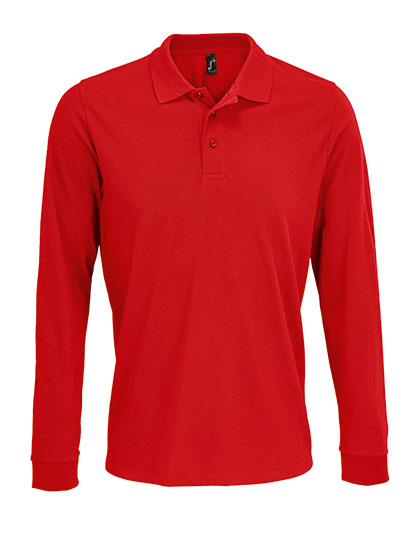 Unisex Long Sleeve Polycotton Polo Shirt in Red, Größe 5XL