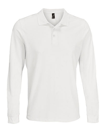 Unisex Long Sleeve Polycotton Polo Shirt in White, Größe 5XL