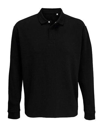 Unisex Polo Collar Sweatshirt Heritage in Black, Größe 5XL