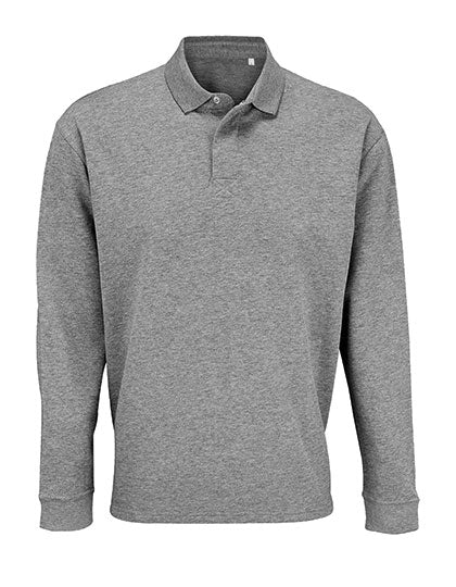 Unisex Polo Collar Sweatshirt Heritage in Grey Melange, Größe 5XL