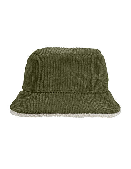 Reversible Sherpa And Velvet Bucket Hat in Army, Größe M/L