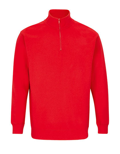 Unisex 1/4 Zip Sweatshirt Conrad in Bright Red, Größe 4XL