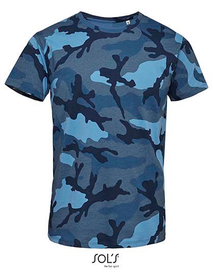 Men´s Camo T-Shirt in Blue Camo, Größe XXL
