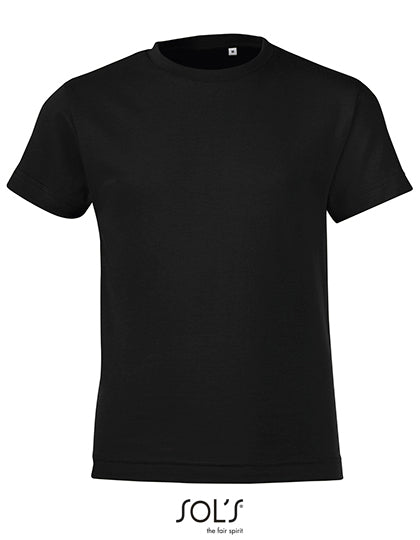 Kids´ Round Collar T-Shirt Regent Fit in Deep Black, Größe 12 years (142/152)