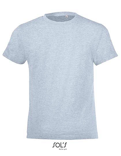 Kids´ Round Collar T-Shirt Regent Fit in Heather Sky, Größe 12 years (142/152)
