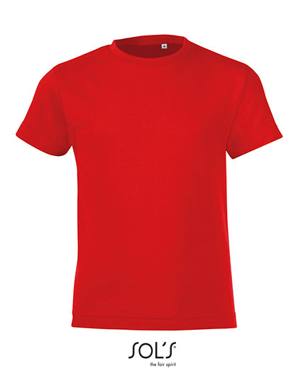 Kids´ Round Collar T-Shirt Regent Fit in Red, Größe 12 years (142/152)