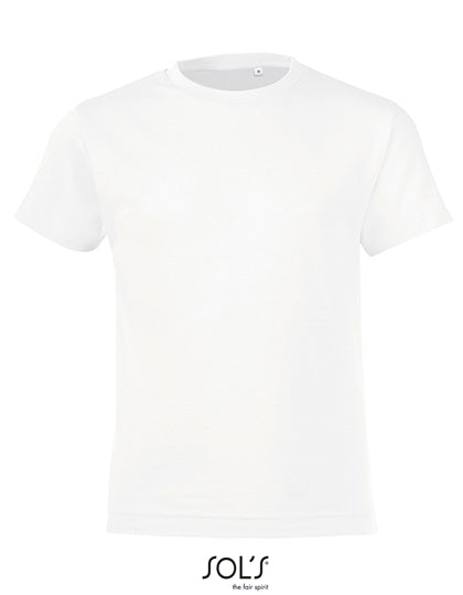 Kids´ Round Collar T-Shirt Regent Fit in White, Größe 12 years (142/152)