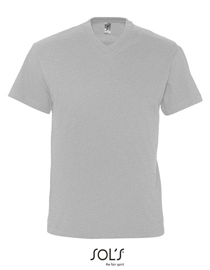 V-Neck T-Shirt Victory in Grey Melange, Größe 3XL