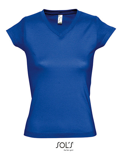 Women´s V-Neck-T-Shirt Moon in Royal Blue 241, Größe 3XL