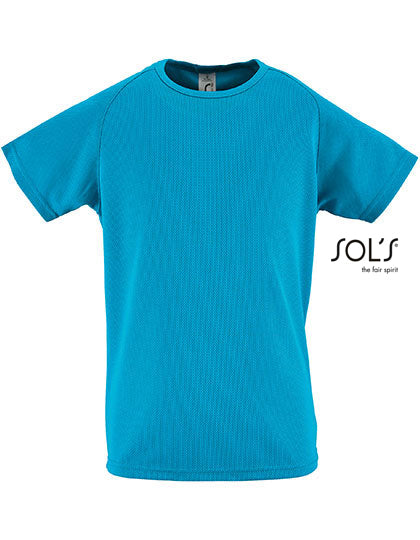Kids´ Raglan Sleeved T-Shirt Sporty in Aqua, Größe 12 years (142/152)