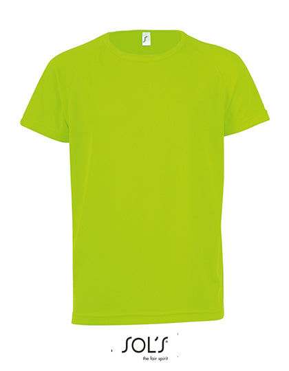 Kids´ Raglan Sleeved T-Shirt Sporty in Neon Green, Größe 12 years (142/152)