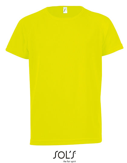 Kids´ Raglan Sleeved T-Shirt Sporty in Neon Yellow, Größe 12 years (142/152)