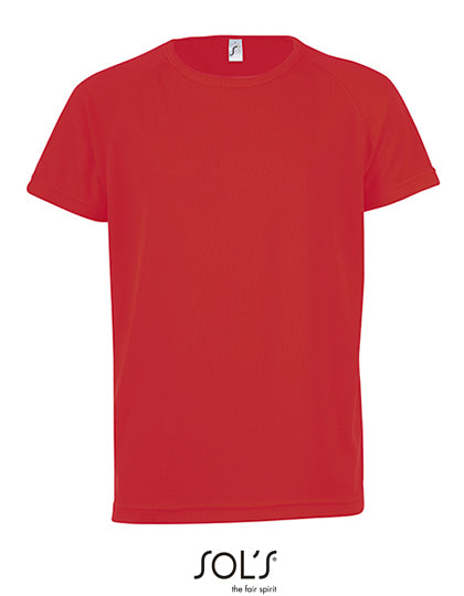 Kids´ Raglan Sleeved T-Shirt Sporty in Red, Größe 12 years (142/152)
