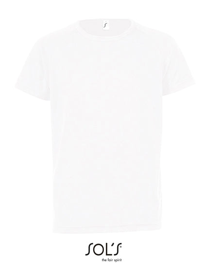 Kids´ Raglan Sleeved T-Shirt Sporty in White, Größe 12 years (142/152)