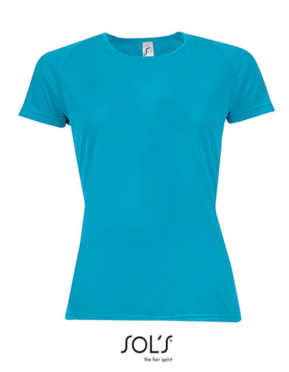 Women´s Raglan Sleeves T Sporty in Aqua, Größe XXL