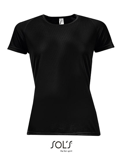 Women´s Raglan Sleeves T Sporty in Black, Größe XXL