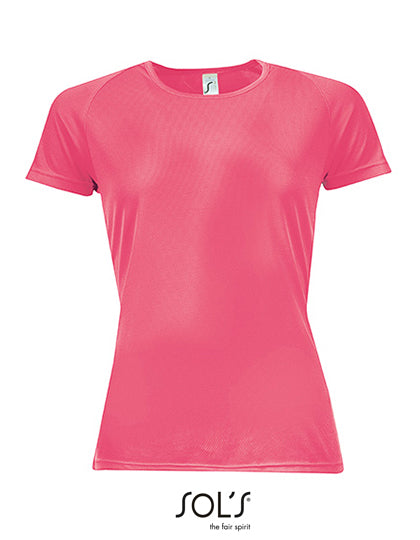Women´s Raglan Sleeves T Sporty in Neon Coral, Größe XXL
