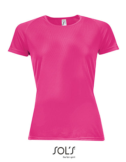 Women´s Raglan Sleeves T Sporty in Neon Pink, Größe XXL
