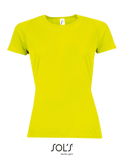 Women´s Raglan Sleeves T Sporty in Neon Yellow, Größe XXL