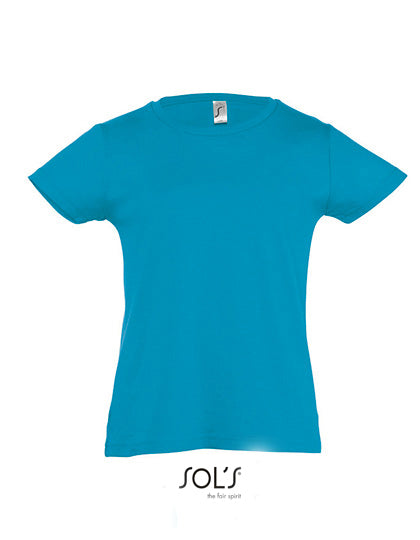 Kids´ T-Shirt Girlie Cherry in Aqua, Größe 12 years (142/152)